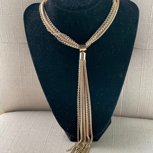 INC International Concept Women Necklace SNK Chain Long Tassel Gold Tone Yneck - Picture 3 of 12